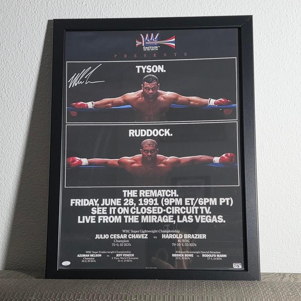 Mike Tyson Vs Donovan Ruddock Ingelijste Poster 30x40cm, Rechthoekig Staand, Met lijst, Nieuw, Ophalen of Verzenden