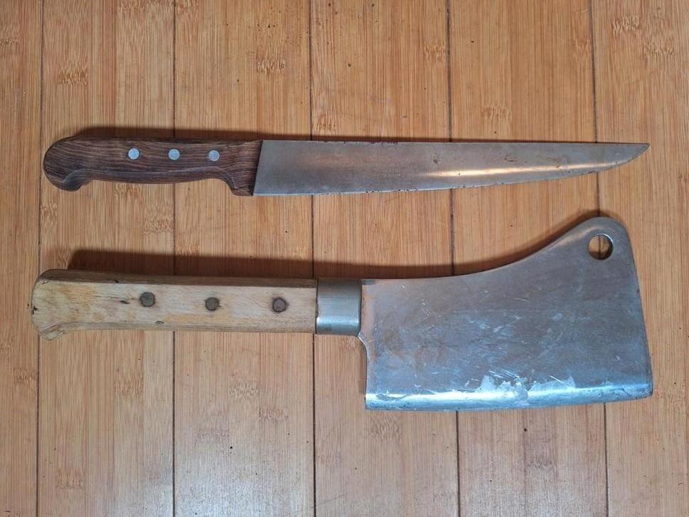 VICTORINOX, hakmes en slagers mes, made in Switserland, Huis en Inrichting, Ophalen of Verzenden, Gebruikt, Overige materialen