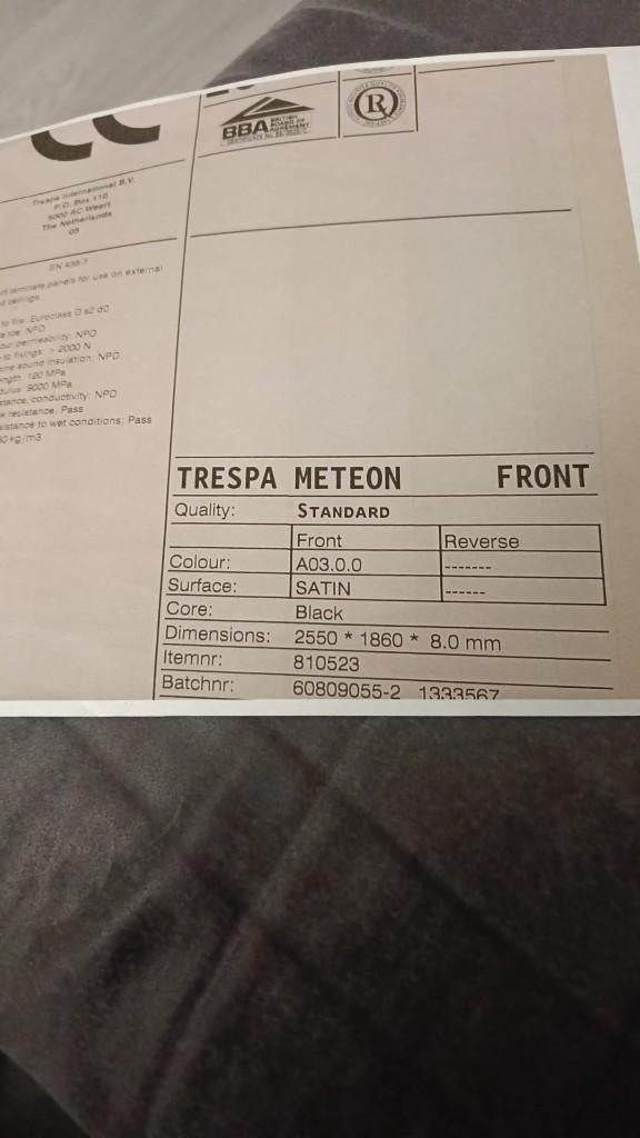 TRESPA METEON  FRONT, Ophalen, Minder dan 25 mm, Overige typen, Nieuw