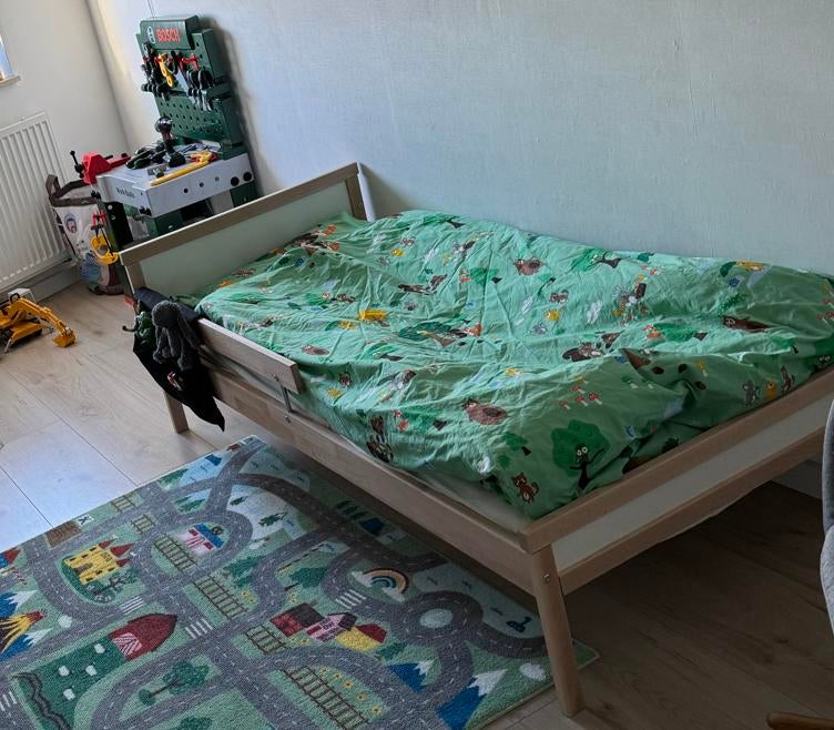 IKEA SNIGLAR Peuterbed metras en lattenbodem, Ophalen, Gebruikt, 70 tot 85 cm, Lattenbodem