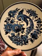 Vintage Delfts Blauw Wandbord met Pauw - Handarbeid Holland, Antiek en Kunst, Ophalen of Verzenden