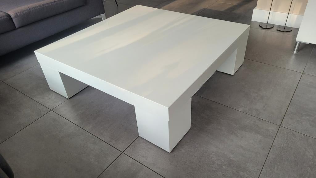 Zware hoogglans vierkante salontafel, Ophalen, Gebruikt, Vierkant, Minder dan 50 cm