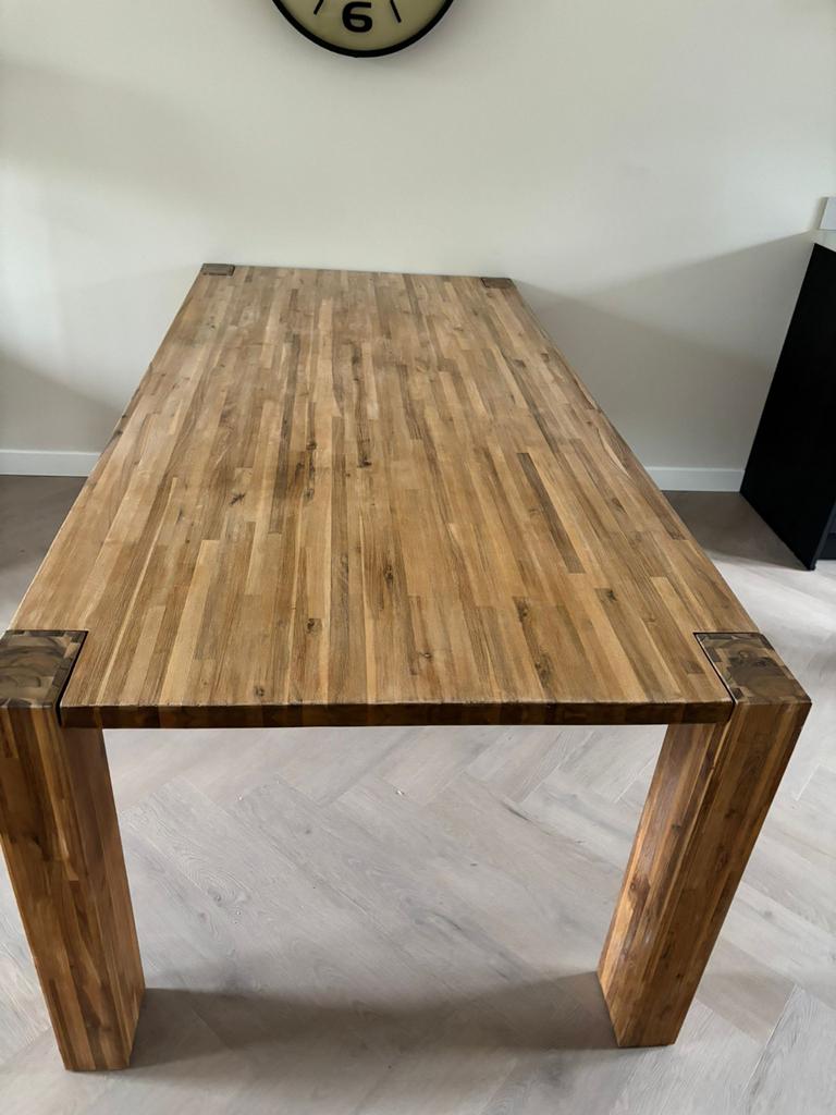 Houten eettafel, Huis en Inrichting, Tafels | Eettafels, Ophalen, Gebruikt, 100 tot 150 cm, 200 cm of meer