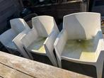 6 witte tuinstoelen, 3 Phillip Stark en 3 Leen Bakker, Ophalen of Verzenden, Gebruikt, Kunststof, Stapelbaar