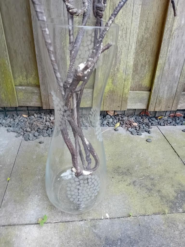 Glazen vaas 45 cm met decoratie takken, Ophalen