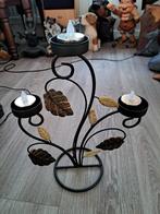 Theelicht Kandelaar met Blaadjes - 35 cm Hoog, Ophalen, Gebruikt, 25 tot 50 cm, Bruin