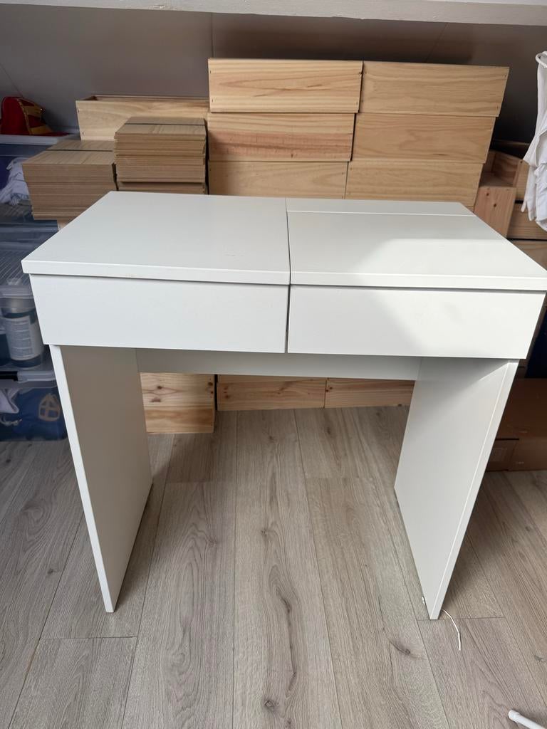 Witte make up tafel  met spiegel en lades, Ophalen, 50 tot 100 cm, Zo goed als nieuw, Minder dan 100 cm