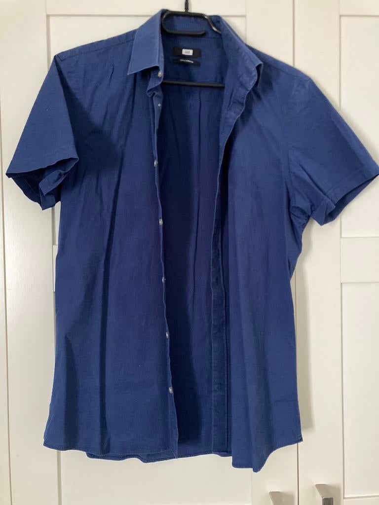 Blauw overhemd korte mouw maat M, Kleding | Heren, Overhemden, Ophalen of Verzenden, Gedragen, Blauw