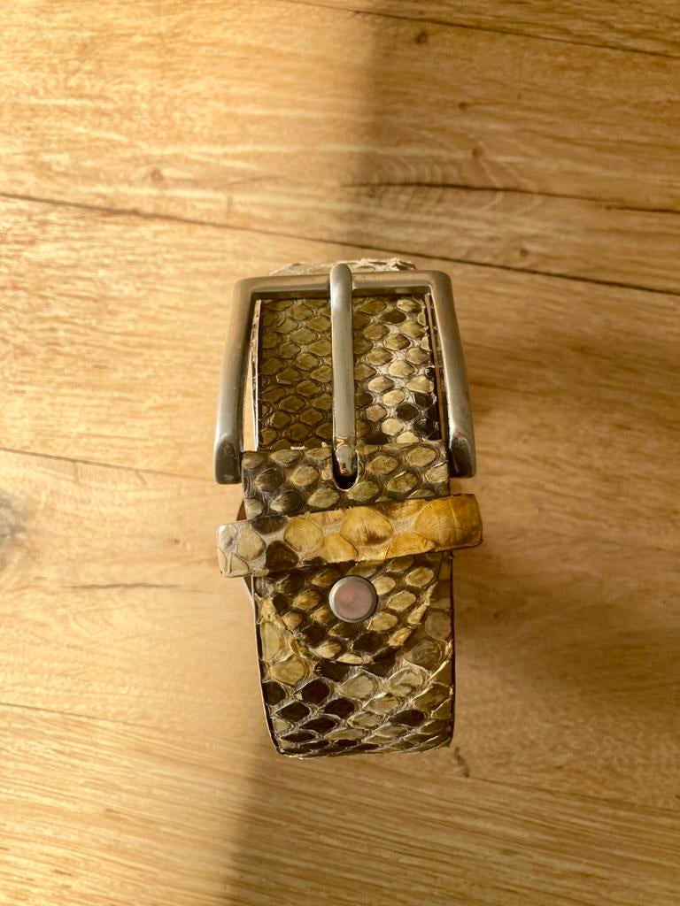 Slangenleren Riem, handgemaakt uit Italie, 117cm, Overige materialen, 20 of groter, Ophalen of Verzenden, Zo goed als nieuw