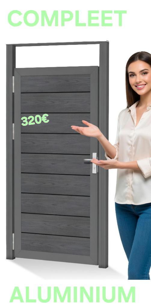 Schuttingdeur Alu compleet in Alu  kozijn/Omlijsting NIEUW, Tuin en Terras, Tuinpoorten, Nieuw, Draaipoort, Aluminium, 150 tot 200 cm