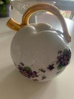 Limoges koffiekannetje met paarse viooltjes, Ophalen of Verzenden