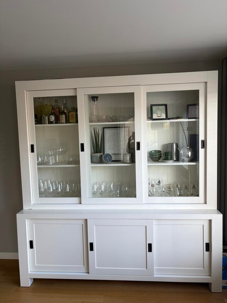 Buffetkast wit massief hout, Ophalen, Zo goed als nieuw, 25 tot 50 cm, 200 cm of meer