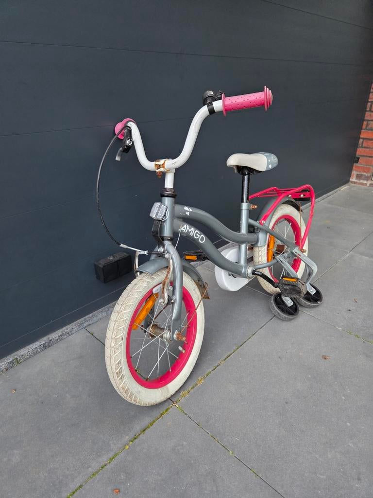 Amigo Lovely fiets met zijwieltjes - 14 inch, Terugtraprem, Gebruikt, 14 inch of minder, Ophalen of Verzenden