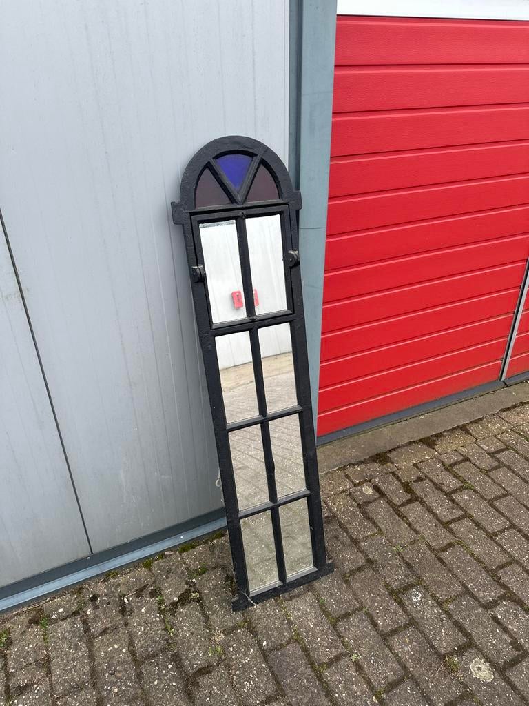 Glas in lood stalraam met spiegelglas, Ophalen, Overige vormen, Minder dan 50 cm, 100 tot 150 cm
