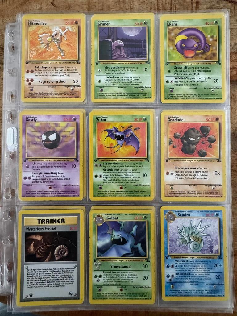 First edition Pokémon kaarten, Ophalen of Verzenden, Gebruikt, Meerdere kaarten