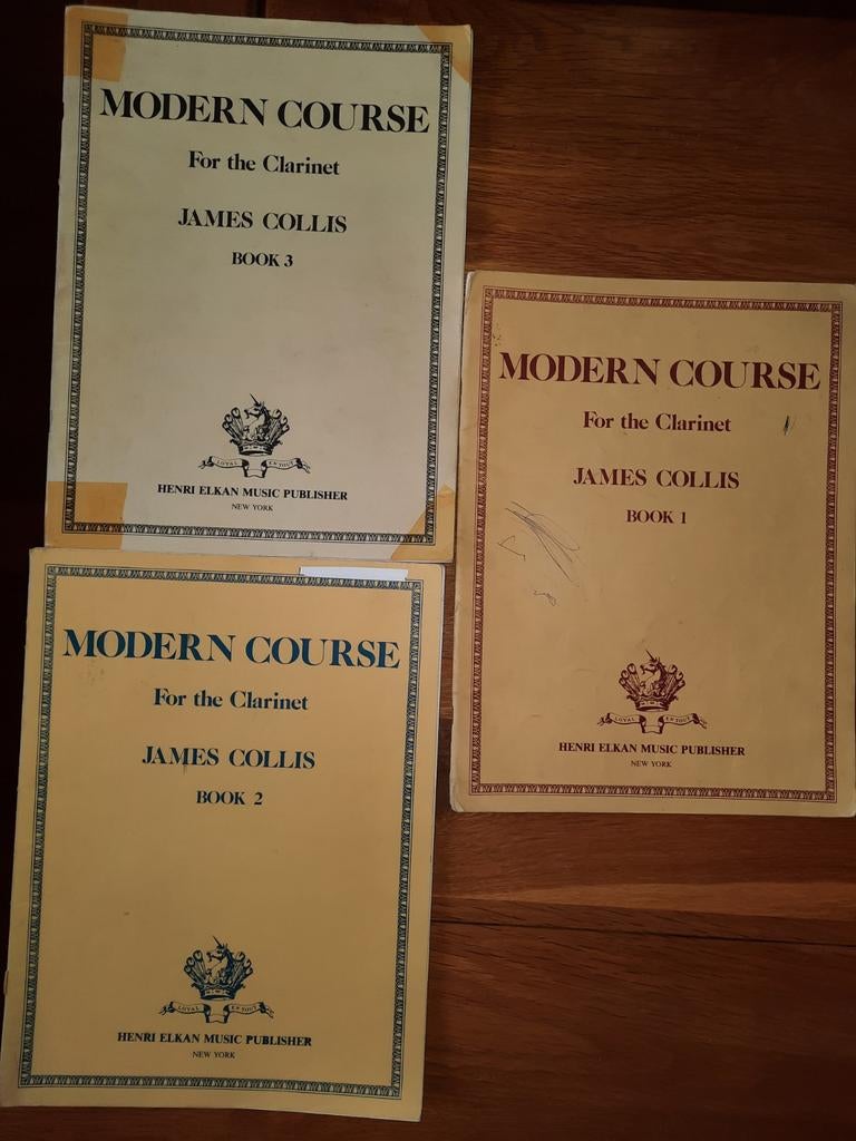 lesboeken klarinet: modern course clarinet deel 1, 2, 3, Muziek en Instrumenten, Gebruikt, Klassiek, Les of Cursus, Ophalen of Verzenden