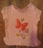 Roze T-shirt meisje maat 68 met vlinders en stippen, Kinderen en Baby's, Babykleding | Maat 68, Ophalen of Verzenden, Gebruikt
