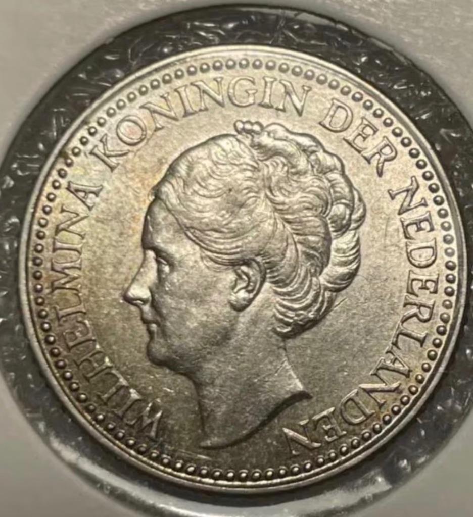 Halve gulden 1929b (Parels onder de G), Postzegels en Munten, Munten | Nederland, Ophalen of Verzenden, Koningin Wilhelmina, ½ gulden