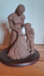 Handgemaakt Kleibeeld Moeder en Kind, Antiek en Kunst, Ophalen