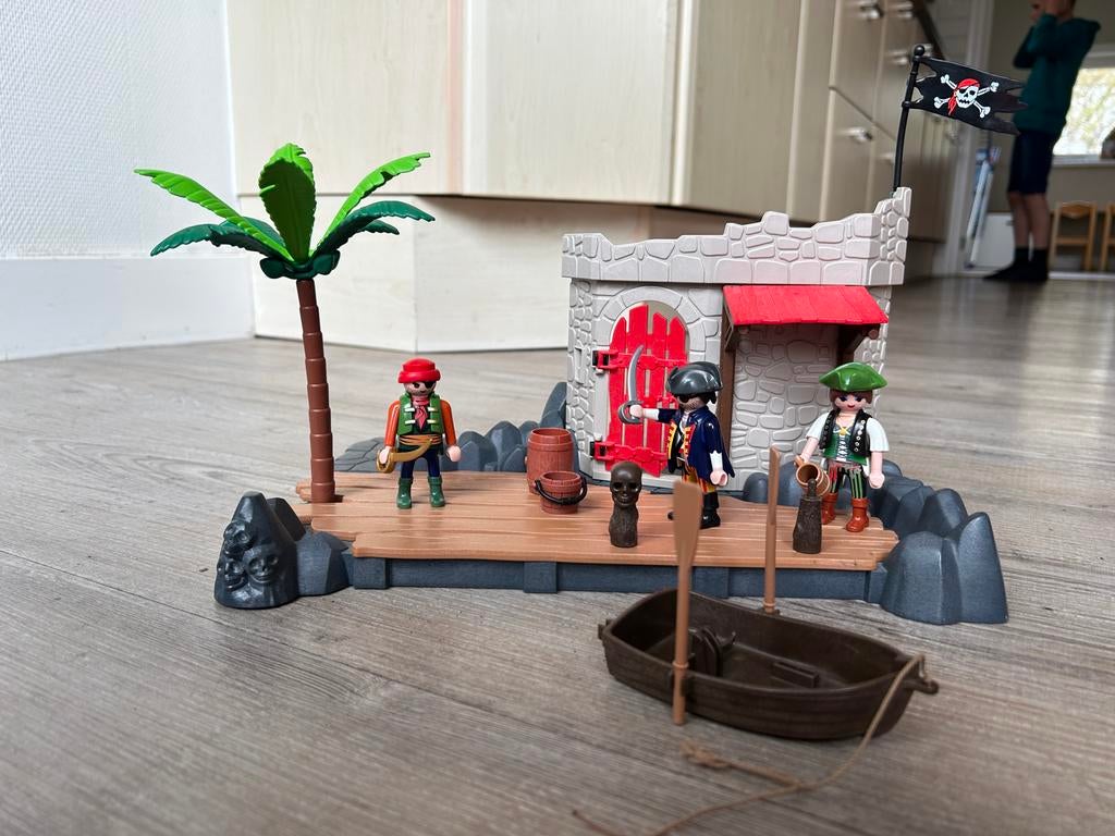 Playmobil Piraten Fort Eiland met Figuren en Boot, Kinderen en Baby's, Speelgoed | Playmobil, Ophalen, Gebruikt