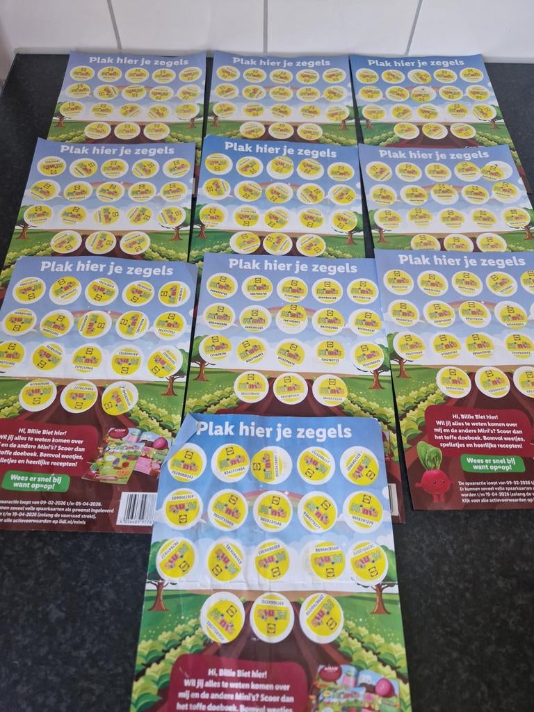 10 volle kaarten voor lidl mini's, Hobby en Vrije tijd, Spaarzegeltjes, Ophalen of Verzenden, Winkel, Super of Benzinepomp, Volle spaarkaart