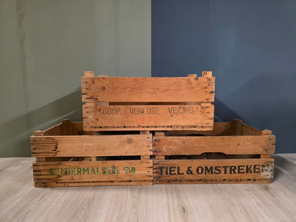 Vintage houten groente- en fruitkratten, Ophalen, Minder dan 50 cm, Gebruikt, Minder dan 50 cm