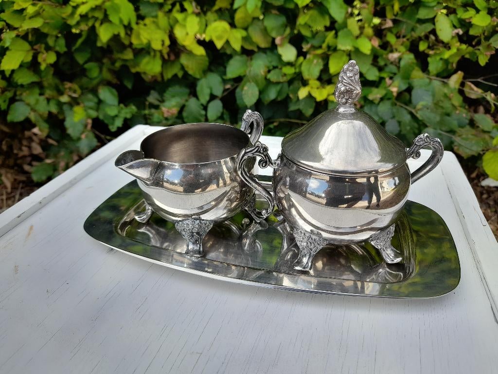 zeer oud verzilverde suiker en melk, Antiek en Kunst, Ophalen of Verzenden