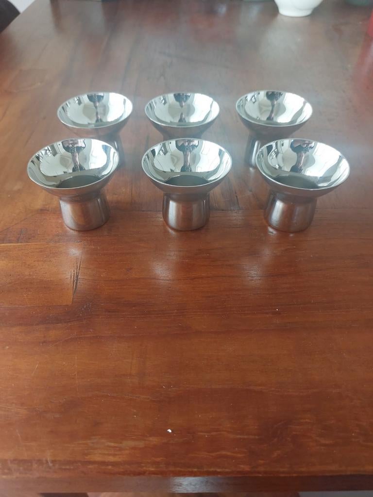 Georg Jensen Alfredo eierdopjes 6 stuks, Zilver, Ophalen of Verzenden, Metaal, Overige merken