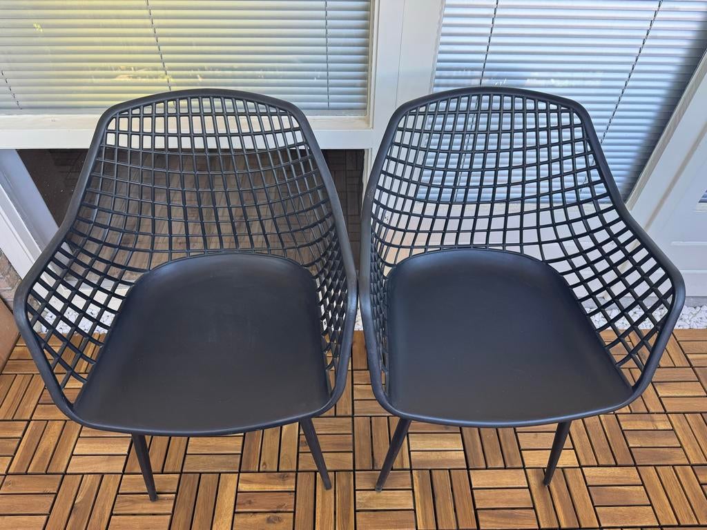 2x Kuipstoel Webbing - Zwart - Kwantum, Tuin en Terras, Tuinstoelen, Ophalen, Zo goed als nieuw, Kunststof