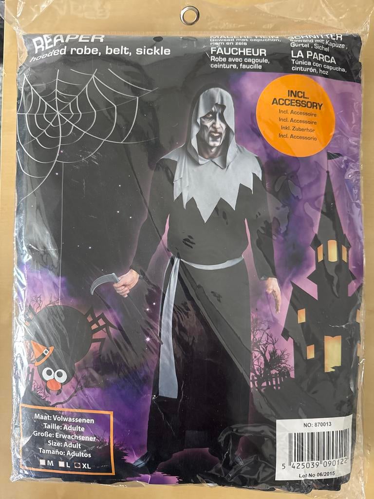 Reaper Halloween Kostuum - Dood met Zeis - Maat M, Ophalen of Verzenden, Nieuw