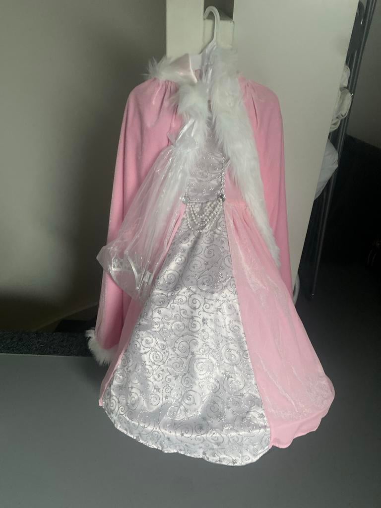 Prinsessenjurk met cape - Roze en wit, Ophalen of Verzenden, Zo goed als nieuw, 104 of kleiner, Meisje