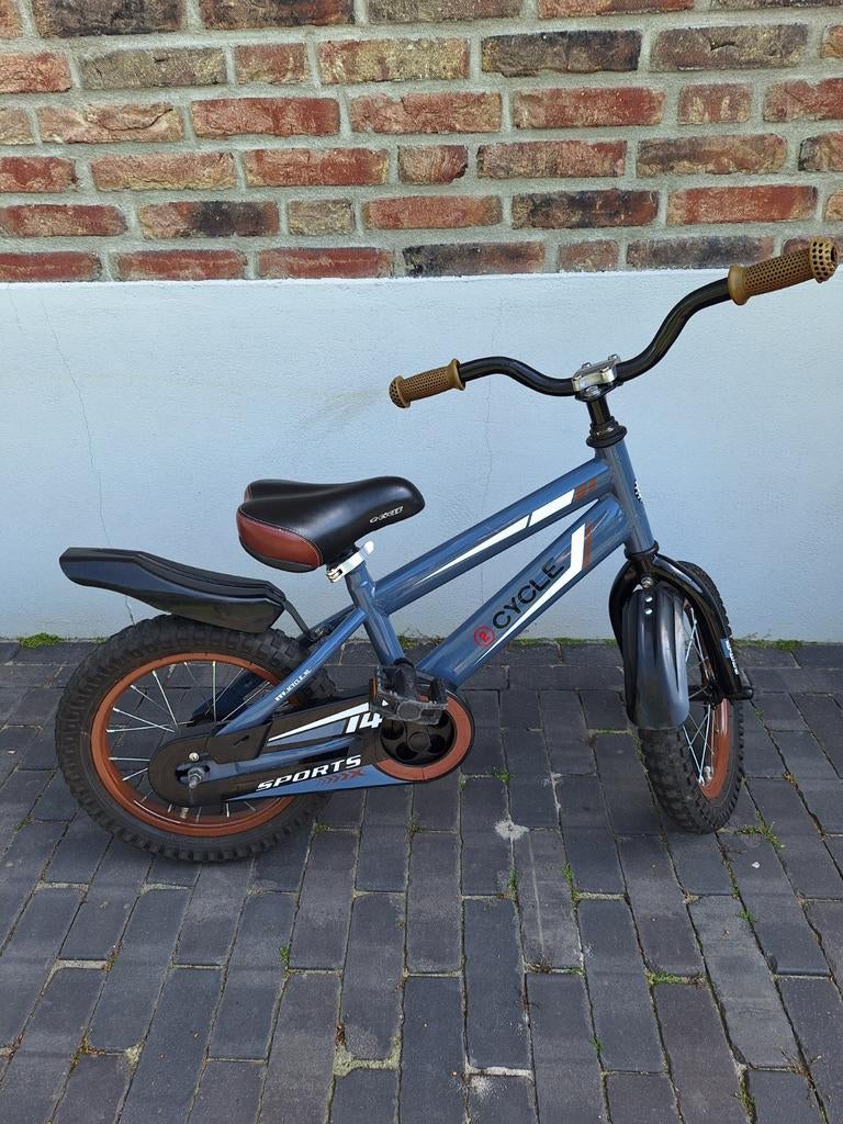 Kinderfiets 2Cycle 14 inch, incl. zijwieltjes, Ophalen, Gebruikt, Staal, Minder dan 16 inch