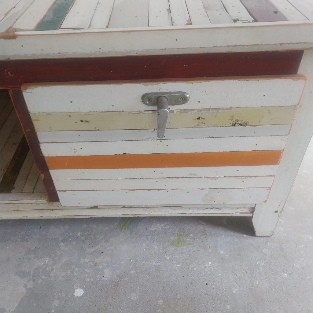 TV/media kastje van sloophout, Huis en Inrichting, Kasten | Televisiemeubels, Ophalen, Gebruikt, Stoer, 100 tot 150 cm