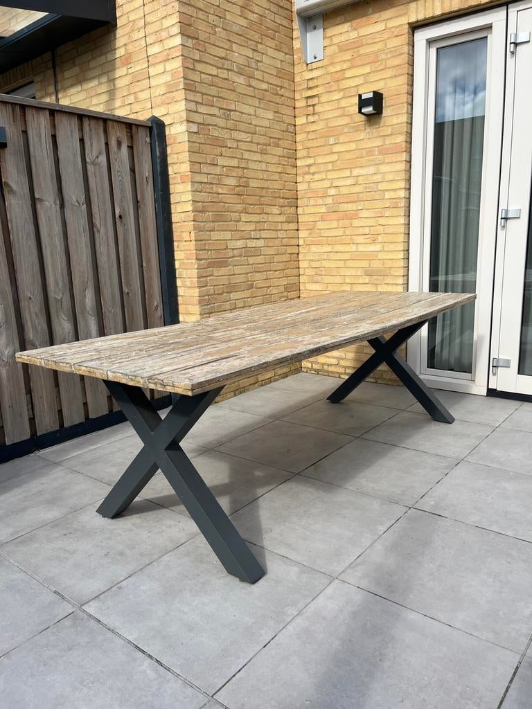 Tuintafel 240x100, Tuin en Terras, Tuintafels, Ophalen, Gebruikt, Rechthoekig, Hout