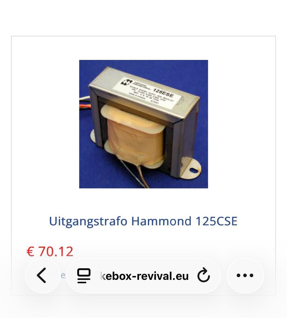 Ik zoek een Hammond 125CSE Trafo, Hobby en Vrije tijd, Elektronica-componenten, Ophalen of Verzenden, Gebruikt