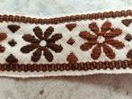 Vintage fournituren geweven sierband bruin bloem 5 cm (F5), Ophalen of Verzenden, Nieuw, Lint, Band of Elastiek
