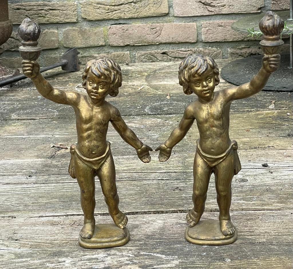 2 bronzen cherubijn koppeltje, Antiek en Kunst, Antiek | Koper en Brons, Ophalen of Verzenden, Brons