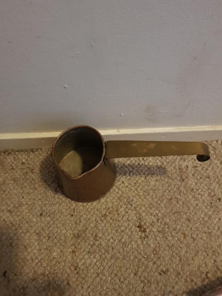 Koperen schenkkannetje met lang handvat., Antiek en Kunst, Antiek | Koper en Brons, Ophalen