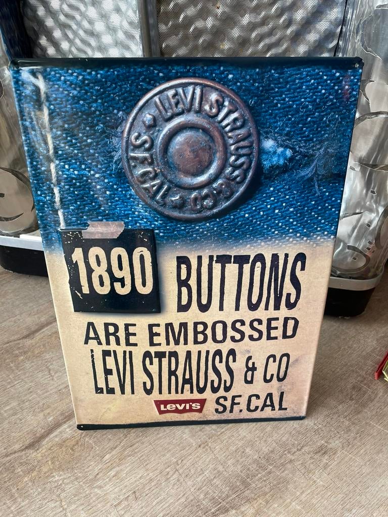 Levi’s emaille bord 1980, Ophalen of Verzenden, Zo goed als nieuw