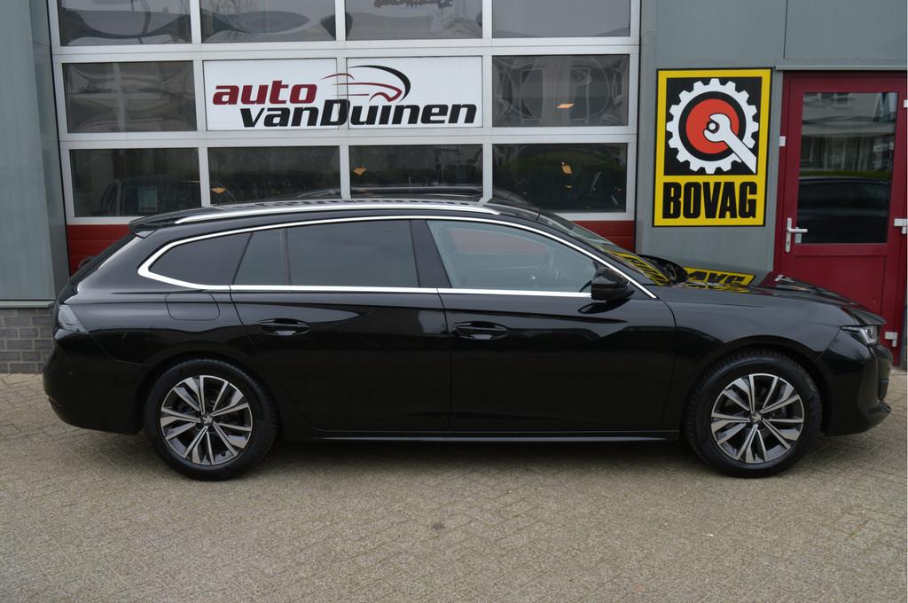 Peugeot 508 SW 1.6 PureTech Blue Lease Allure O.a: Afn Haak,, 745 kg, 4 cilinders, Leder en Stof, Zwart