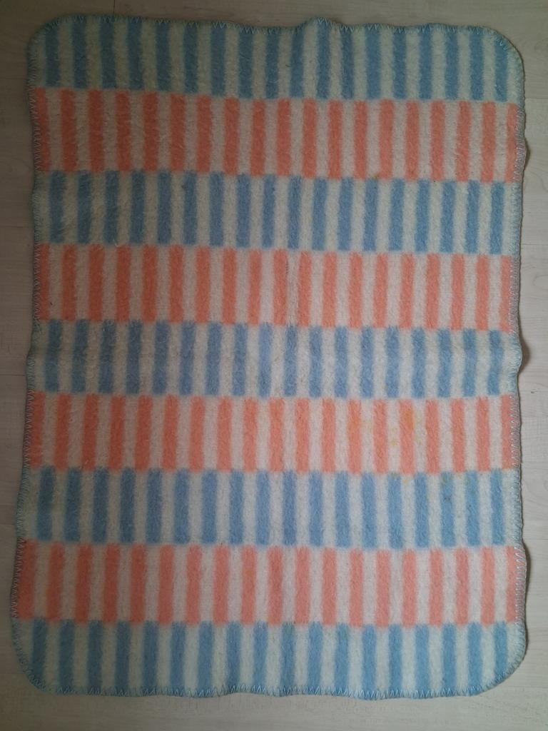 Vintage baby deken 100 % wollen deken - AaBe, Ophalen of Verzenden, 85 tot 100 cm, Deken