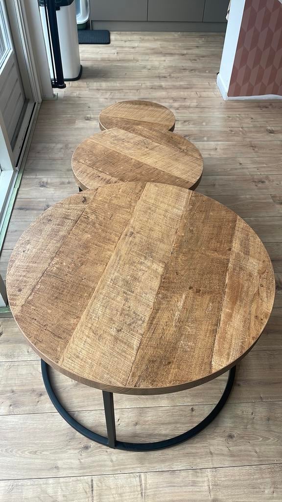 Salontafel set 3-delig, Ophalen, 50 tot 100 cm, Rond, Zo goed als nieuw