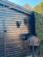 Gietijzeren Ram en Hertenkop Wanddecoratie, Ophalen, Gebruikt, Metaal, Dierenbeeld