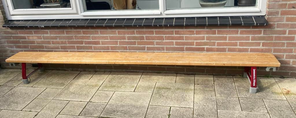 Janssen & Fritsen turnbank gymbank school turn bank 290 lang, Sport en Fitness, Turnen, Gebruikt, Materiaal, Bruin, Ophalen