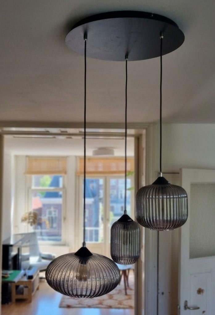 Glazen Hanglamp westwing, Huis en Inrichting, Lampen | Hanglampen, Ophalen, Gebruikt, Glas, 75 cm of meer