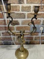 Bronzen kandelaar met leeuw, Antiek en Kunst, Ophalen of Verzenden, Koper of Brons