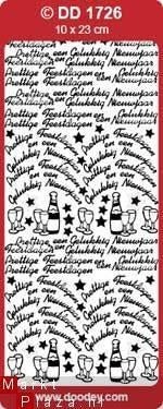Doodey 1726 Prettige Feestd. Gelukkig Nieuwjaar goud sticker, Ophalen of Verzenden, Nieuw, Sticker