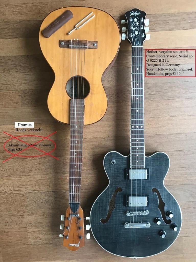 Höfner elektrische gitaar, Hollow body, Zo goed als nieuw, Ophalen, Overige merken