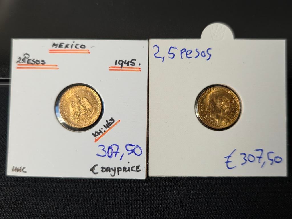2,5 pesos mexico goud, Verzenden, Goud