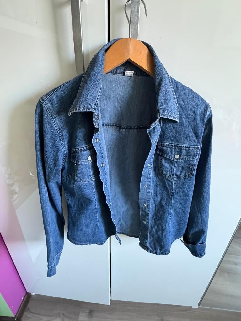 Leuke spijkerblouse maat S, Ophalen of Verzenden, Zo goed als nieuw, Maat 38/40 (M), Blauw